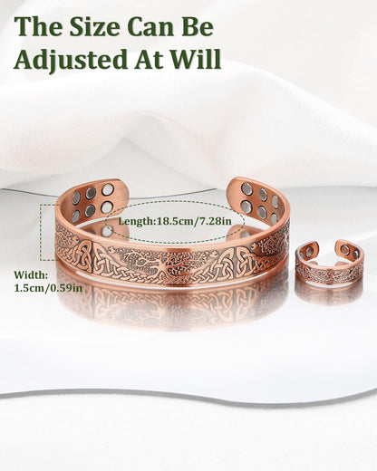 Fashtour Copper Bracelet for Men, 99.99% Pure Copper Bracelet, 18X Enhanced Strength Magnetic with Neodymium Magnets(Tree of life) (copper356-18)