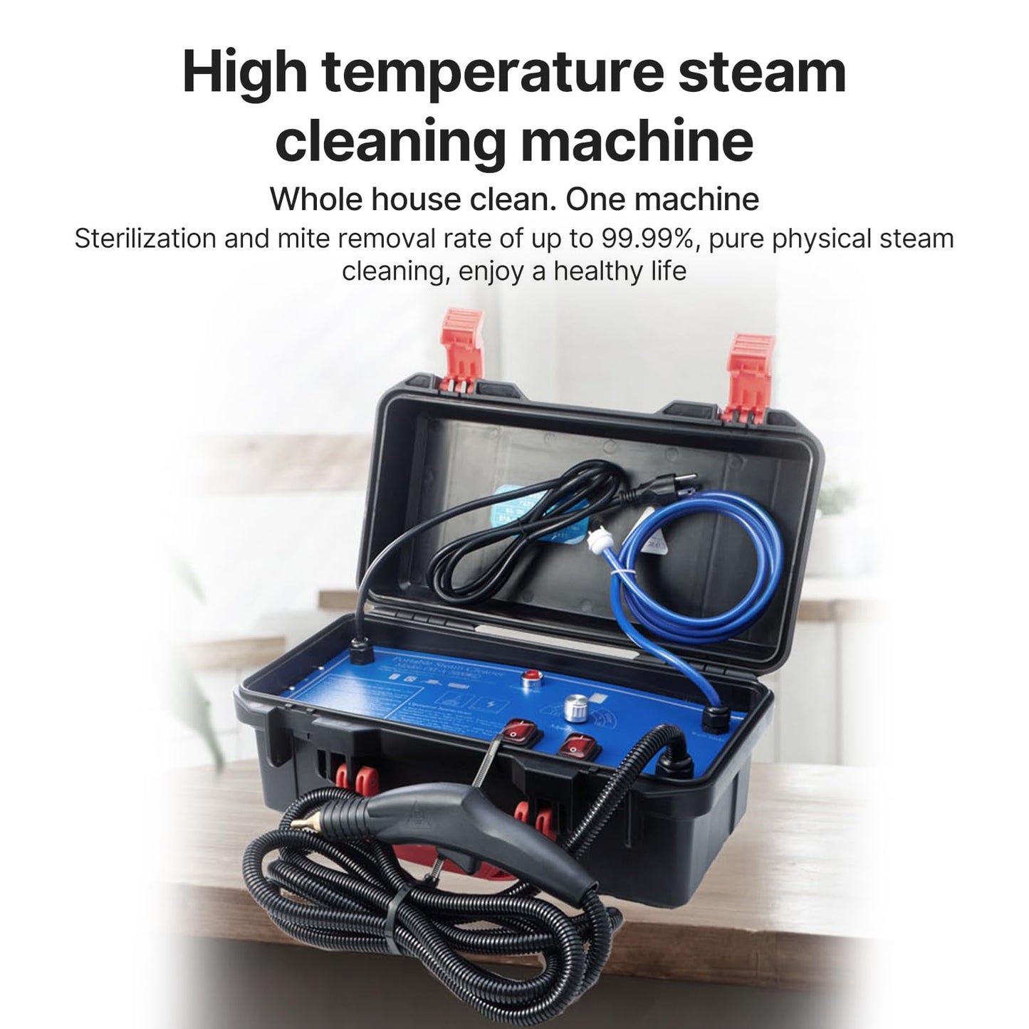 1700W High Pressure Steam Cleaner, Handheld Tankless Steamer with Hot & Cold Water Modes for Home & Auto Detailing - Cleans Tile Grout, Kitchen Grease, Floor Gaps (US Plug-Blue)