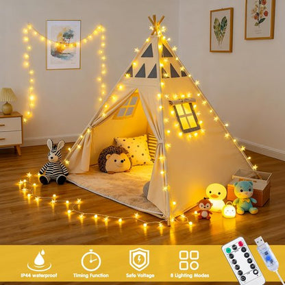 JMEXSUSS 100 LED Globe Star String Lights, 33 FT Globe String Lights Indoor USB Plug in, Warm White Star Fairy Lights for Bedroom Classroom Dorm Indoor Decor