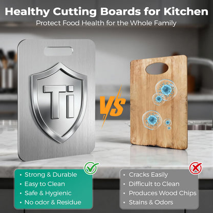 Katuchef Titanium Cutting Board - Upgraded 100% Pure Titanium Cutting Boards for Kitchen Non Toxic, Double Sided Food Grade Hygiene Non Moldy Dishwasher Safe Meat Fruit Metal Board (3PC S+L+XL)