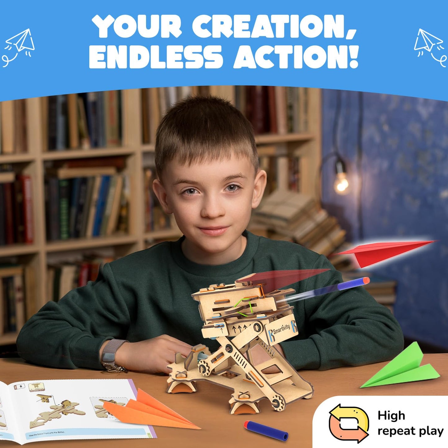 Smartivity 2in1 Hydraulic Airplanes & Darts Launcher STEM Toy for Kids Ages 6-14 Years I Cool Birthday Gifts for Boys & Girls | DIY Science STEM Kit for 6, 8,10,12,14 Years I Engineering Game