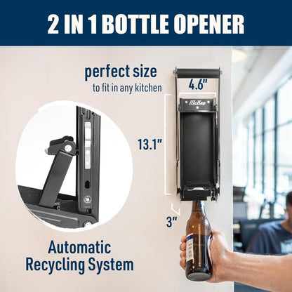 Mckay 16 Oz. and 12 Oz. Metal Can Crusher Auto Recycling, Heavy-Duty Can Crusher Wall Mounted, Can Smasher for Aluminum Seltzer, Soda, Beer Cans and Bottles for Recycling (Auto Type)