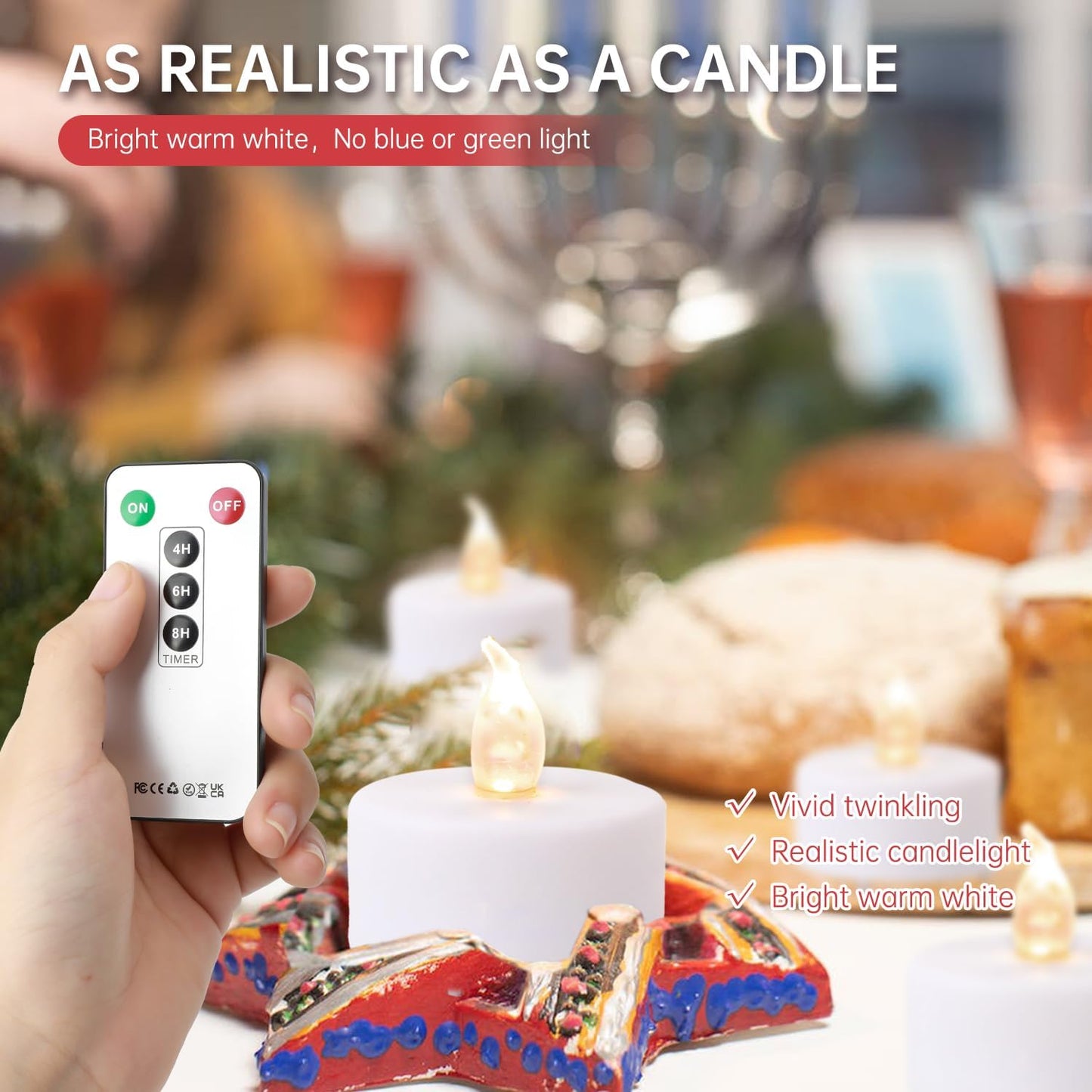 LED Tea Lights with Remote Control: Battery Operated Realistic and Bright Flickering Long Lasting 400+Hours Flameless Candles for Home Decor Holiday Wedding Party Valentine's Day(12pcs WarmWhite)