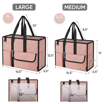 BALEINE Large Utility Tote Bag with Reinforced Bottom, Multi-Pockets and Top Zipper Closure, Perfect for Teachers, Nurses, Travel, Work - Water-Resistant (Large, Navy)