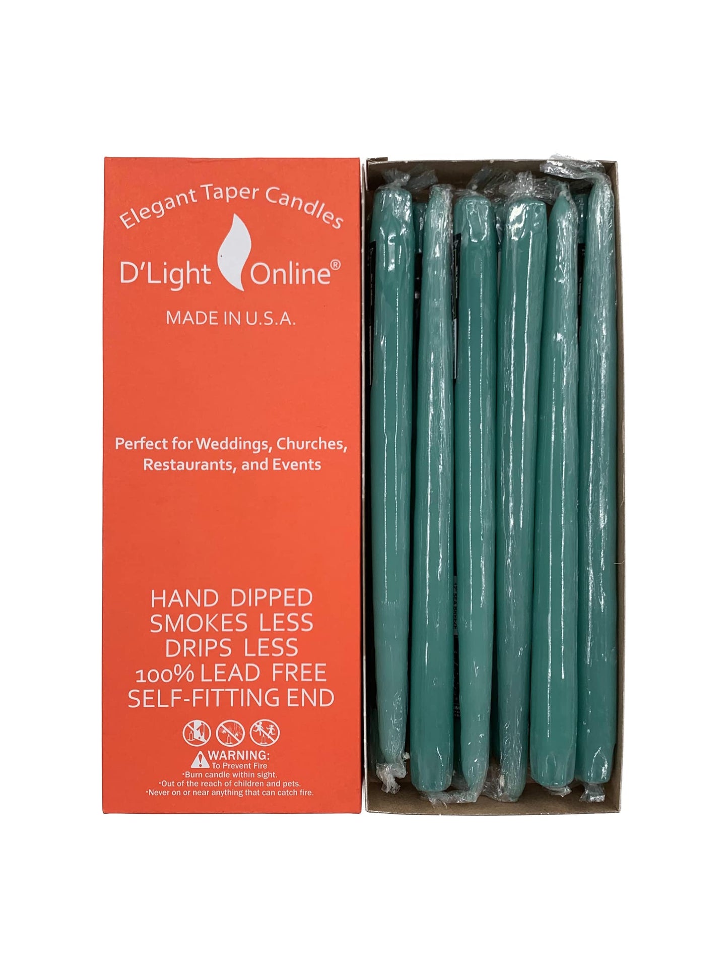 D'light Online Elegant 12" Taper Candles Premium Quality Candles, Hand-Dipped Tapers, Dripless and Smokeles - Set of 12 Individually Wrapped (12 Inch, Sea Breeze Green)