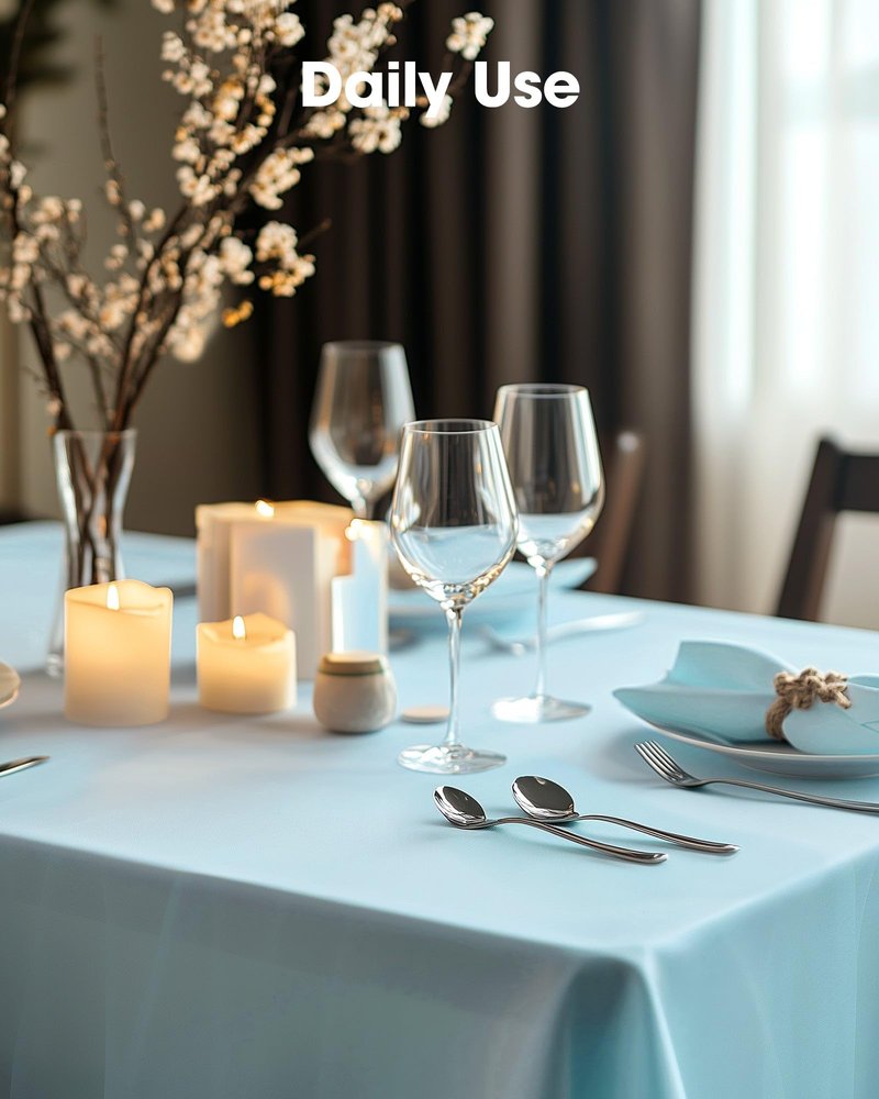 Pureegg Plastic Table Cloth Disposable 10 Pack, 54 x 108 Inch Table Cloths, Easter Party, Picnic, Wedding, Decorative Tablecloths, Rectangle, Baby Blue Plastic Cover, Leakproof & Sturdy, Light Blue
