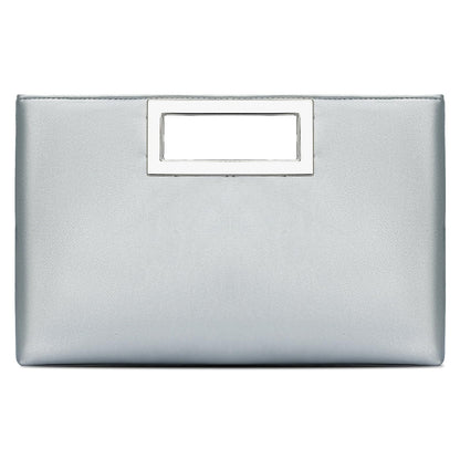 KKXIU Clutch Purse for Women Vegan Leather Evening Bag Formal Handbag for Wedding Party Prom Bridal (Silver)