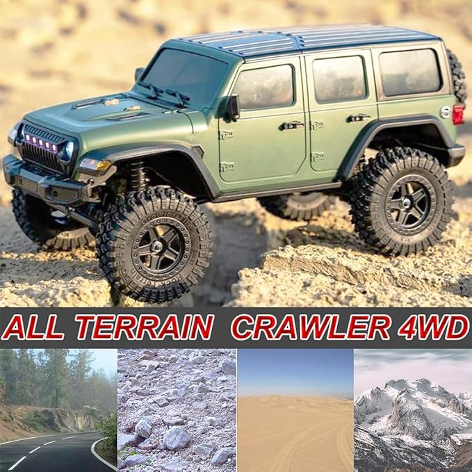 1/18 RC Crawler RC Jeep Remote Control Truck Off Road RC Rock Crawler 4x4 RTR All Terrain 370 Brushed Motor 2.4GHz Fully Proportional 3 Range Speed Upgrade Chassis Model Hobby Toy for Adult