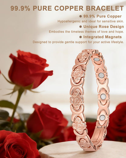 vapeples Copper Bracelets for Women, 99.99% Pure Copper Magnetic Bracelet, 3800 Gauss, Adjustable Sizing, Women's Bracelets With Built-in Magnets, Gift Packaging, Fashion Jewelry Gift