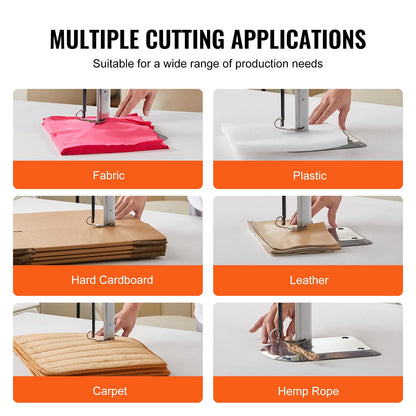 VEVOR Fabric Cutter, 750W High-Speed Straight Knife Cloth Cutting Machine, 9.8" Alloy Steel Blade, Industrial Fabric Cutting Machine with Automatic Knife Sharpen, for Multilayer Fabric Leather Cloth
