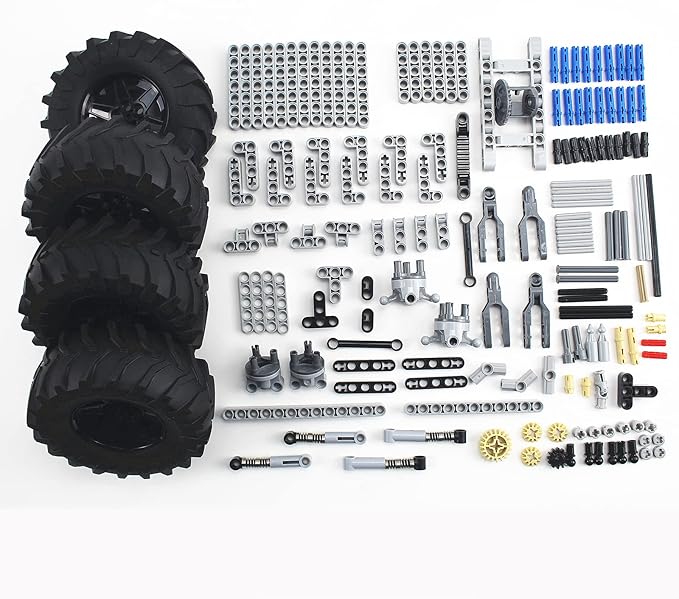 Technics Parts Vehicles Suspension System with Tire 107x44 Technical Parts Set Compatible with All Major Brands MOC Parts Building Toy DIY Accessories (200pcs)