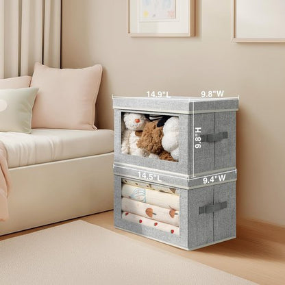 Homsorout Foldable Storage Bins with Lids - Organize Clothes & Essentials | Light Grey, 4 Pack