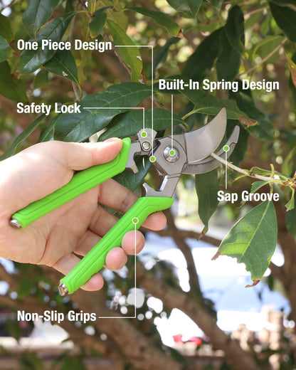 WORKPRO 8.5" Bypass Pruning Shears, Professional Garden Shears with Forged Steel Blades, 3/4" Cut Capacity, Spring-Loaded, Safety Lock, Hand Pruner & Plant Clippers for Trimming, Bonsai, Flowers
