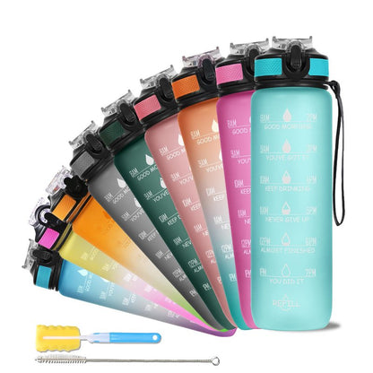 SOLARA Unbreakable 1 Litre Water Bottle with Motivational Time Marker,Sipper Bottle for Adults, Water bottle for Gym Office| Mobile app with Drinking water reminder | Cool Aqua Green