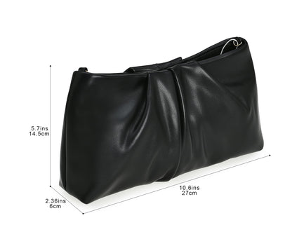 WHIMFINITY Pleated Clutch Purse for Women Evening Clutch Bag Formal Womens Purses for Wedding Dinner Dressy Party (Black)