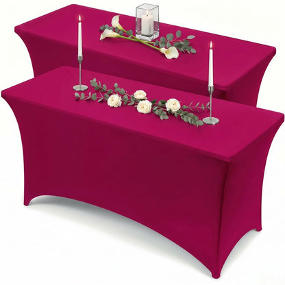 Utopia Kitchen Spandex Tablecloth 2 Pack [6FT, Fuchsia] Tight, Fitted, Washable and Wrinkle Resistant Stretch Table Cloth Rectangle Cover for Trade Show, Weddings & Parties [72Lx30Wx30H Inch]