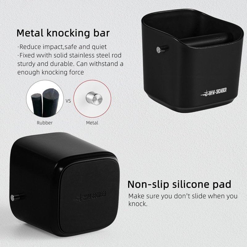 MHW-3BOMBER Espresso Knock Box, 1.2L(15 Cups) Coffee Knock Box with Coffee Clean Brush and Removable Knock Bar for Espresso Puck, Coffee Ground, Durable Espresso Accessories, CS7092-OS