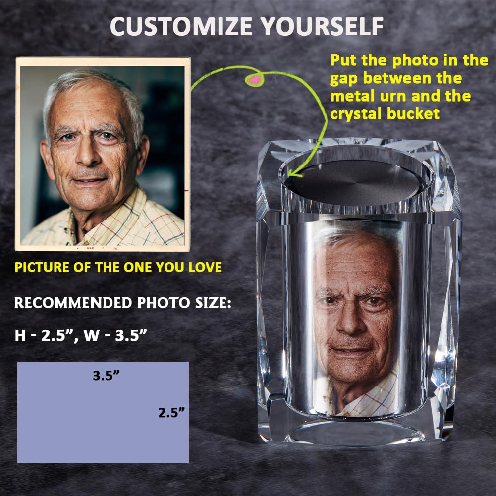 IFOLAINA Small Urn Miniature Crystal Urns Ashes Cremation Keepsake Holder for Ashes Adult Male Human Pet Dog Remember Your Love One Lost