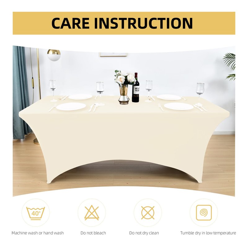 ZarzaaSik 6-Pack 6ft Spandex Table Covers for Rectangle Standard Folding Tables - Wrinkle Resistant Stretch Tablecloths - Ultimate Fitted Table Protector for Parties, Trade Shows, Wedding
