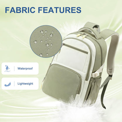 Bluboon Backpacks for School Girls Backpack Kids Bookbag Cute Backpack 8-12 School Supplies (Grass Green Splicing)