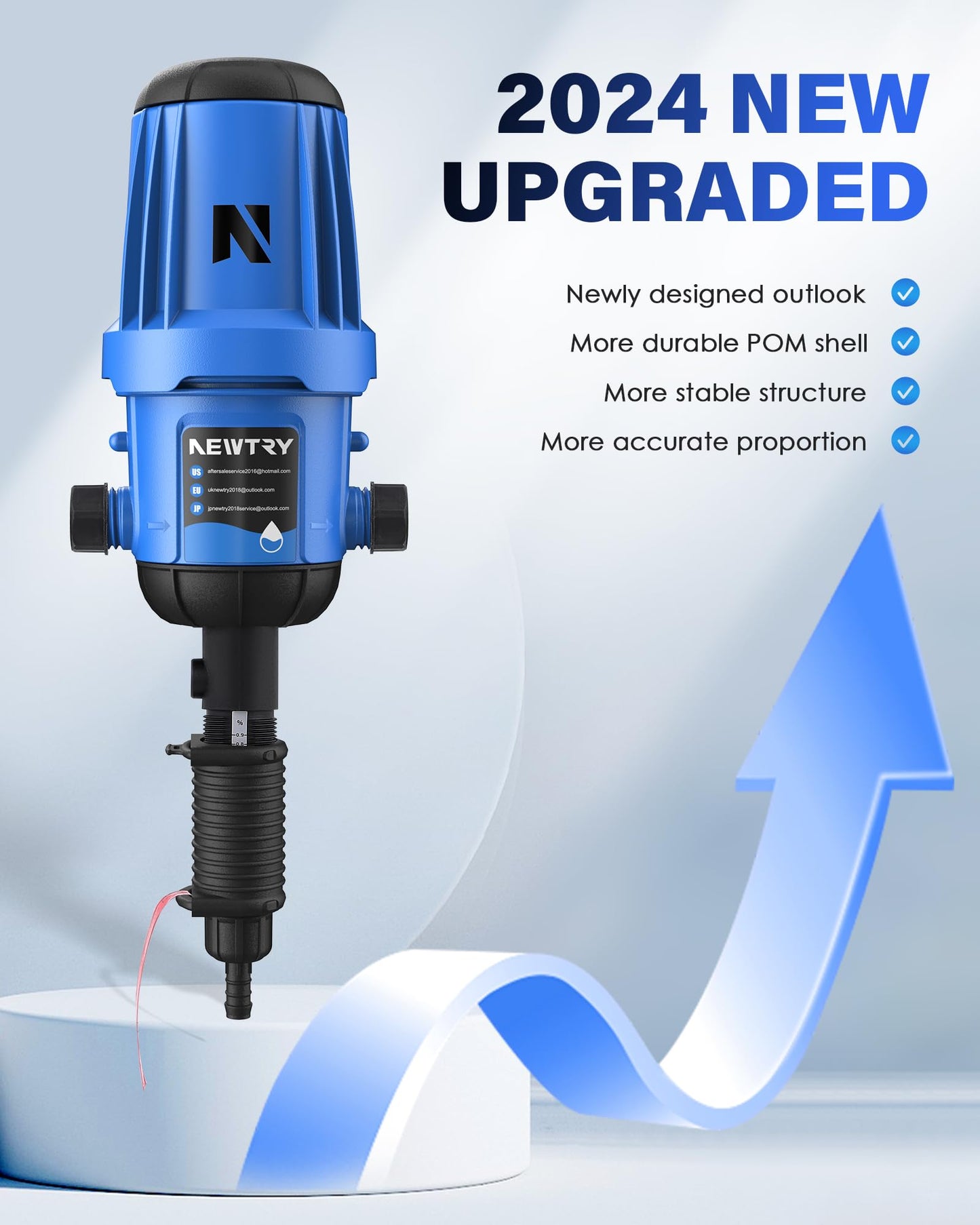 NEWTRY Fertilizer Injector for Drip Irrigation, 0.1%-0.9% Adjustable Dosing Pump, 3/4'' NPT Water Powered Liquid Doser for Garden, Greenhouse, Irrigation & Hydroponic System, Farm, Grow Tent