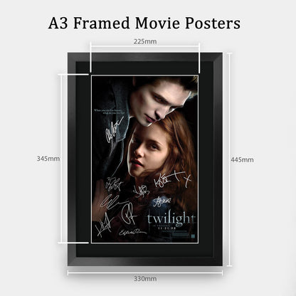 HWC Trading Twilight The Cast Kristen Stewart Robert Pattinson 16 x 12 inch Framed Gifts Printed Poster Signed Autograph Picture for Movie Memorabilia Fans - 16" x 12" Framed
