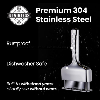 Meat Tenderizer Tool, Stainless Steel Blade Tenderizer for Meat – Extra Long Handle, Rustproof One-Piece Meat Tenderizer Mallet & Hammer, Steak Cooking Accessories, No Assembly Needed, 5-Year Warranty