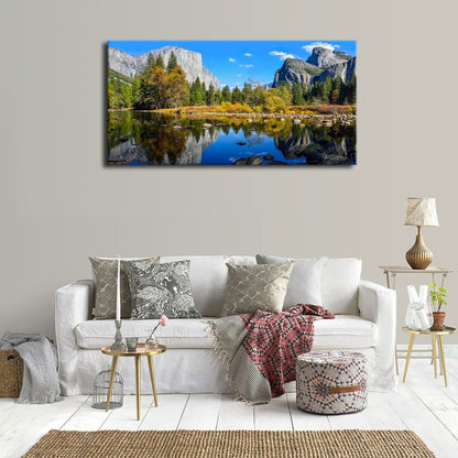Lake Canvas Wall Art Mountain Picture for Bedroom Living Room Decorations Yosemite National Park Nature Landscape Forest Picture Print on Canvas Artwork for Office Home Wall Decor Framed 20" x 40"