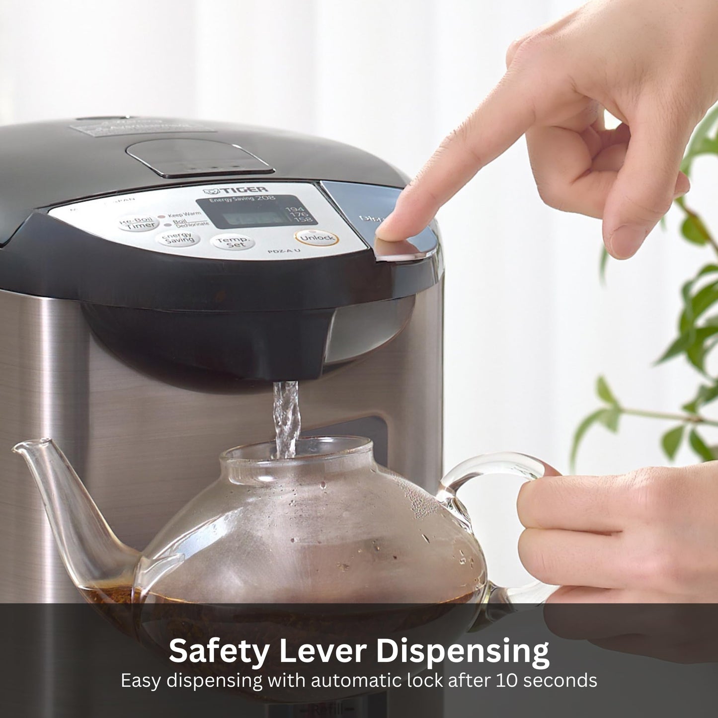 TIGER PDZ-A50U 5.0 Liter Water Boiler and Warmer with 4 Auto-Temp Settings, Stainless Steel Finish