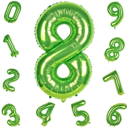 40 Inch Green Foil Balloon Number 8, Giant Self Inflating Number Balloons 0-9 for Men Women, Digital 8 Helium Balloons Set for Girls Boys 8th Jungle Birthday Anniversary Party Decorations Supplies