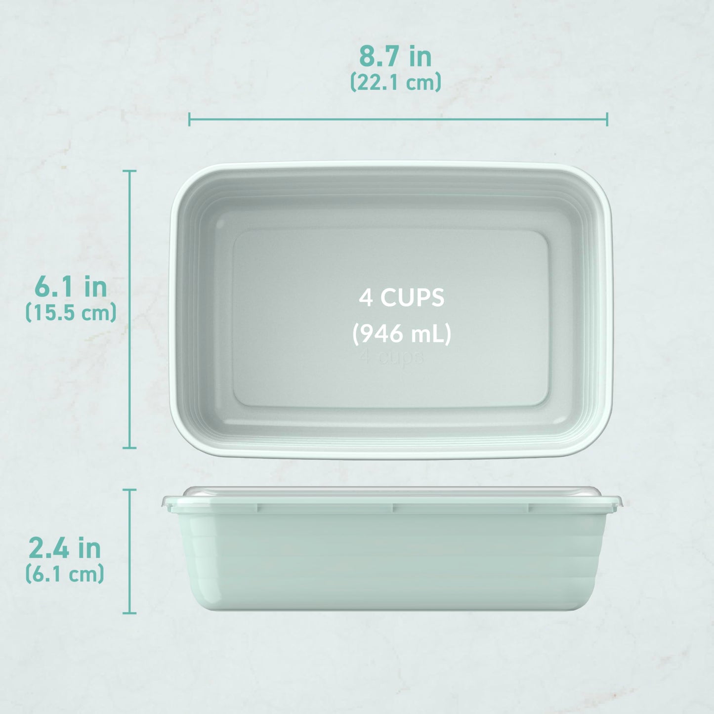 Bentgo Prep - 20-Piece 1-Compartment Reusable Meal Prep Containers with Lids, PFAS & BPA Free Materials, Durable, Microwave, Freezer, & Dishwasher Safe To Go Food Storage (Mint)