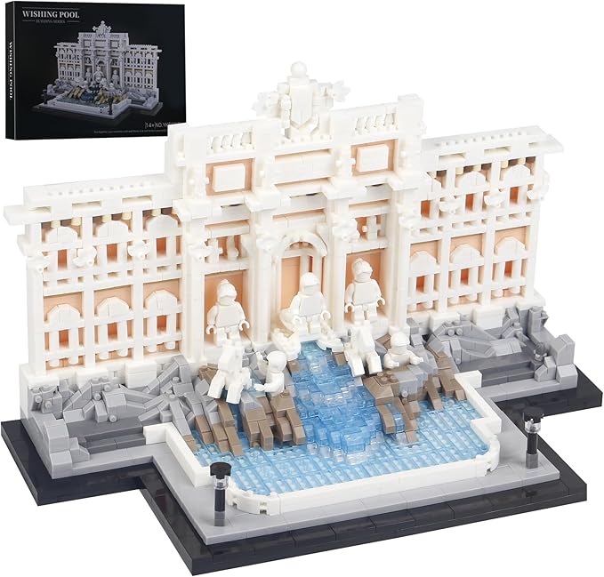 2000pcs Trevi Fountain Archiecture Micro Mini Building Blocks SetCreative Ideals Roman Landmark Model Collection for 14+ Boys Girls or Adults