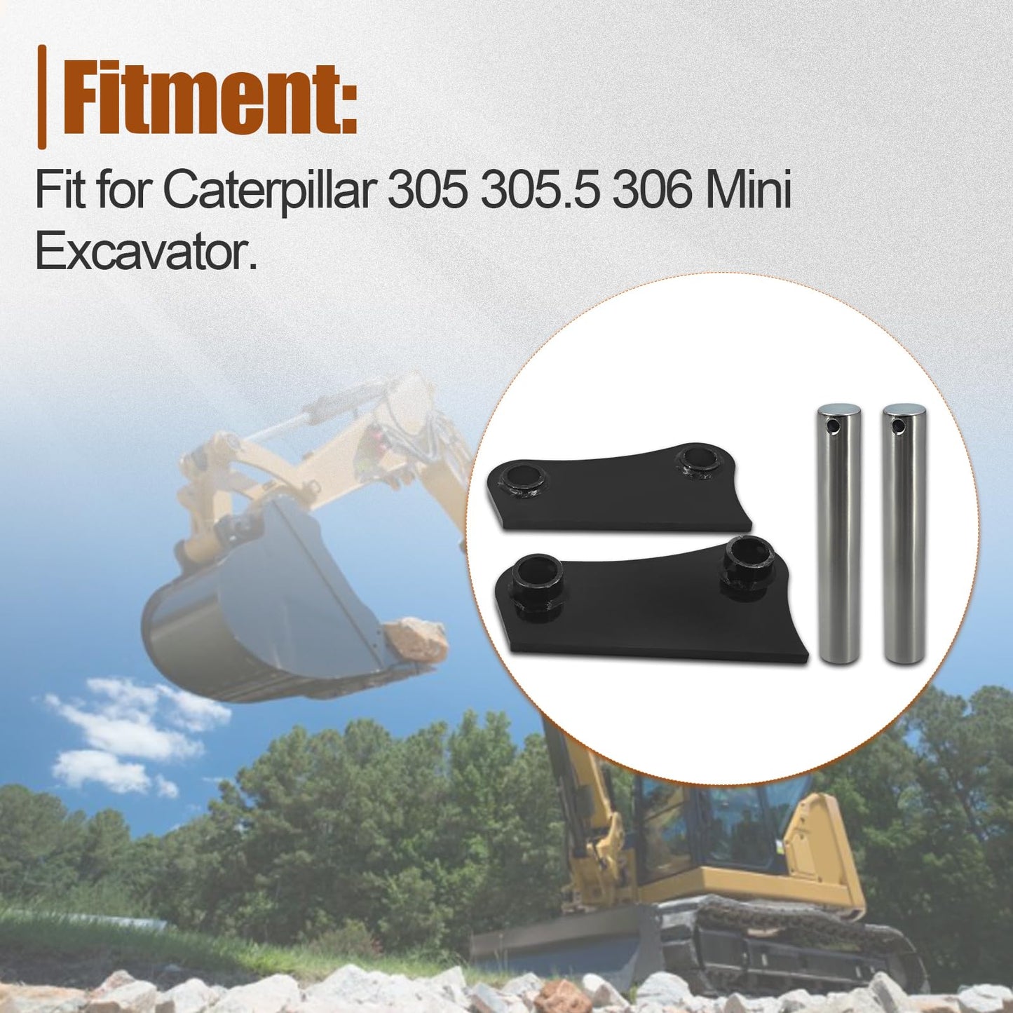ShareZem 45mm Bucket Attachment Ear Weld On 10-1/4" C-C A Pair with Pins and Screws for Caterpillar 305 305.5 306 Mini Excavator