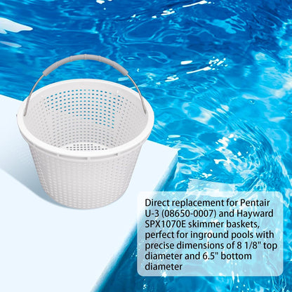 Pentair 8" Pool Skimmer Basket - Durable Design with Brass Weight & Rubber Grip | Compatible with U-3 & Hayward SP1070