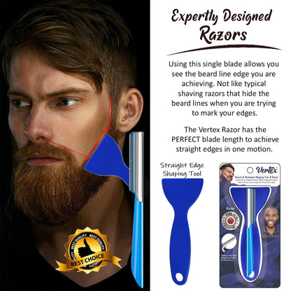 Mens Travel Shaver Razor With Case Mens Beard Shaping Tool Mustache Beards Trimmer Straight Edgers Shave Home Goatee Shaper | Straight Mustaches Edger Angles Disposable Razors Stainless Steel Blade Straightener