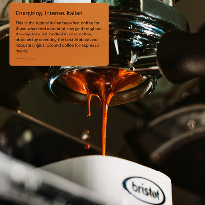 Bristot Classico Italian Breakfast Ground Espresso – Medium Roast Coffee – Intense & Creamy Flavor – 4-Pack (250g Each, 2.2lb Total) – For Moka, French Press & Pour Over – Roasted in Italy