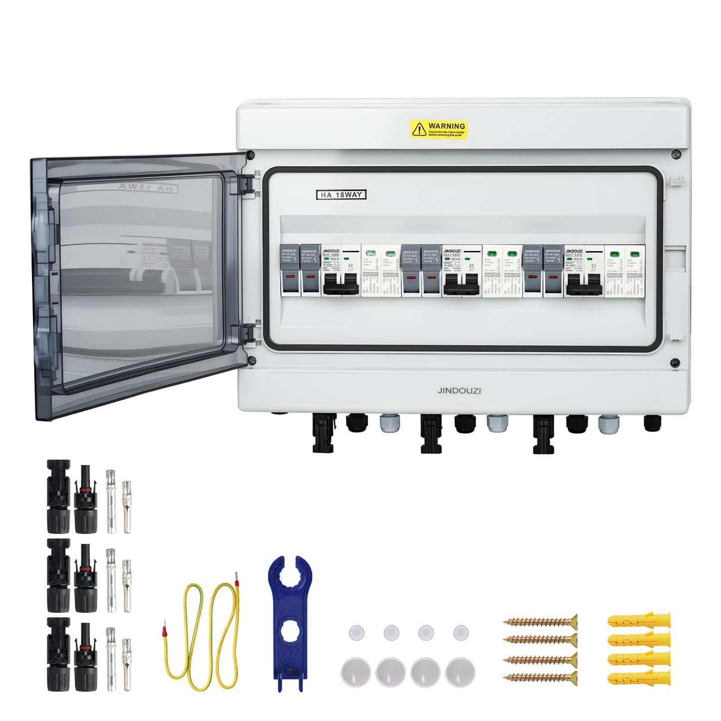 3 in 3 Out Solar Combiner Box,PV Combiner Box with 20A PV Fuse,DC 20A Circuit Breaker and Surge Protector,IP65 Solar Disconnect Switch Box for Indoor Outdoor Solar Panel System (3 in 3 Out 20A 1000V)