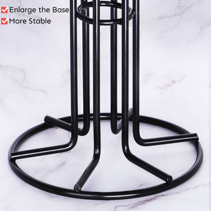 HULISEN Mug Tree for Large Cups, Counter Coffee Mug Holder with 6 Hooks, Metal Coffee Cup Holder Tree, Standing Rack for Countertop, Kitchen Counter Decor, Black