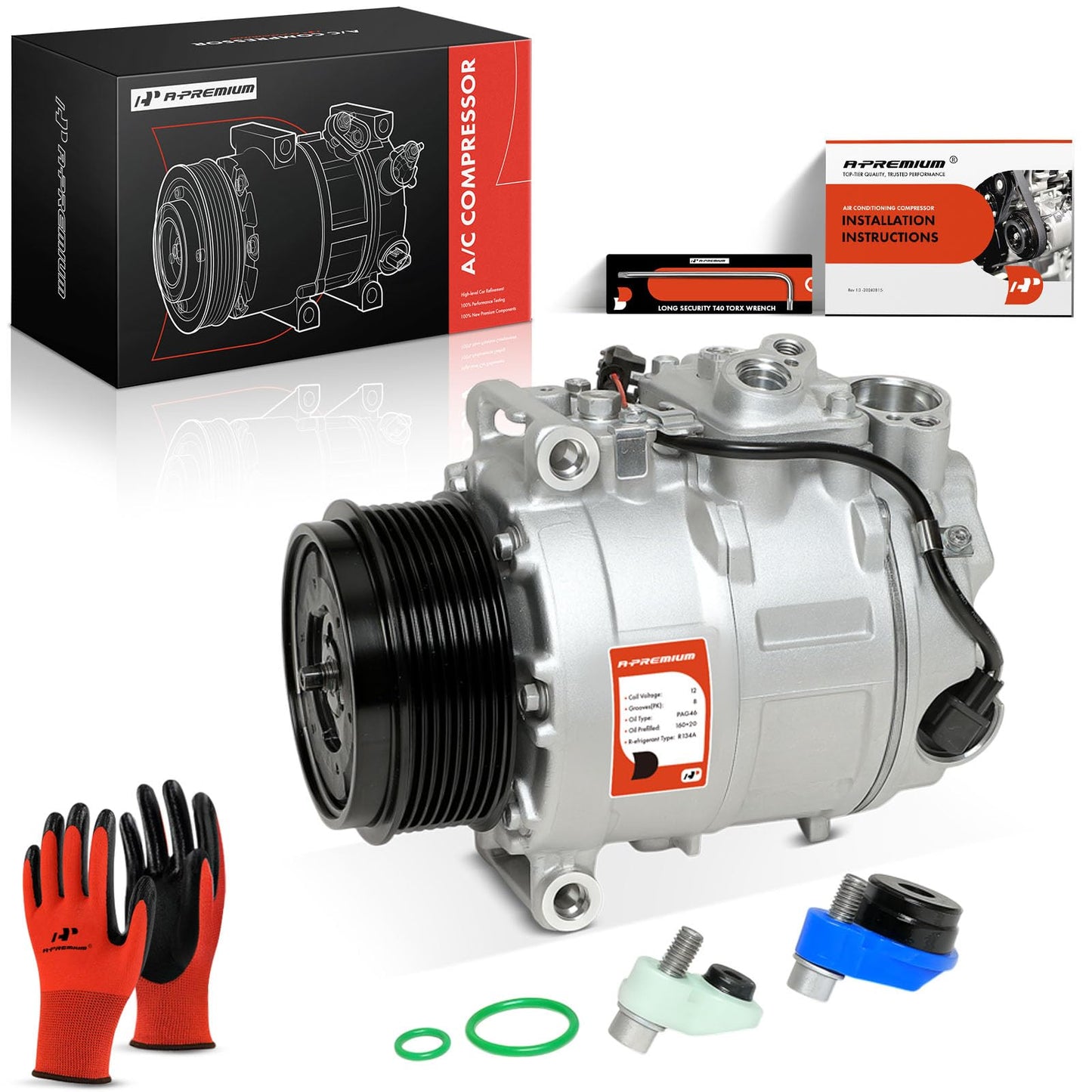 A-Premium Air Conditioner AC Compressor with Clutch Compatible with Mercedes-Benz GL320 2007-2008 3.0L, R320 ML320 2007-2009 3.0L, ML350 2010-2011 3.0L 5.5L