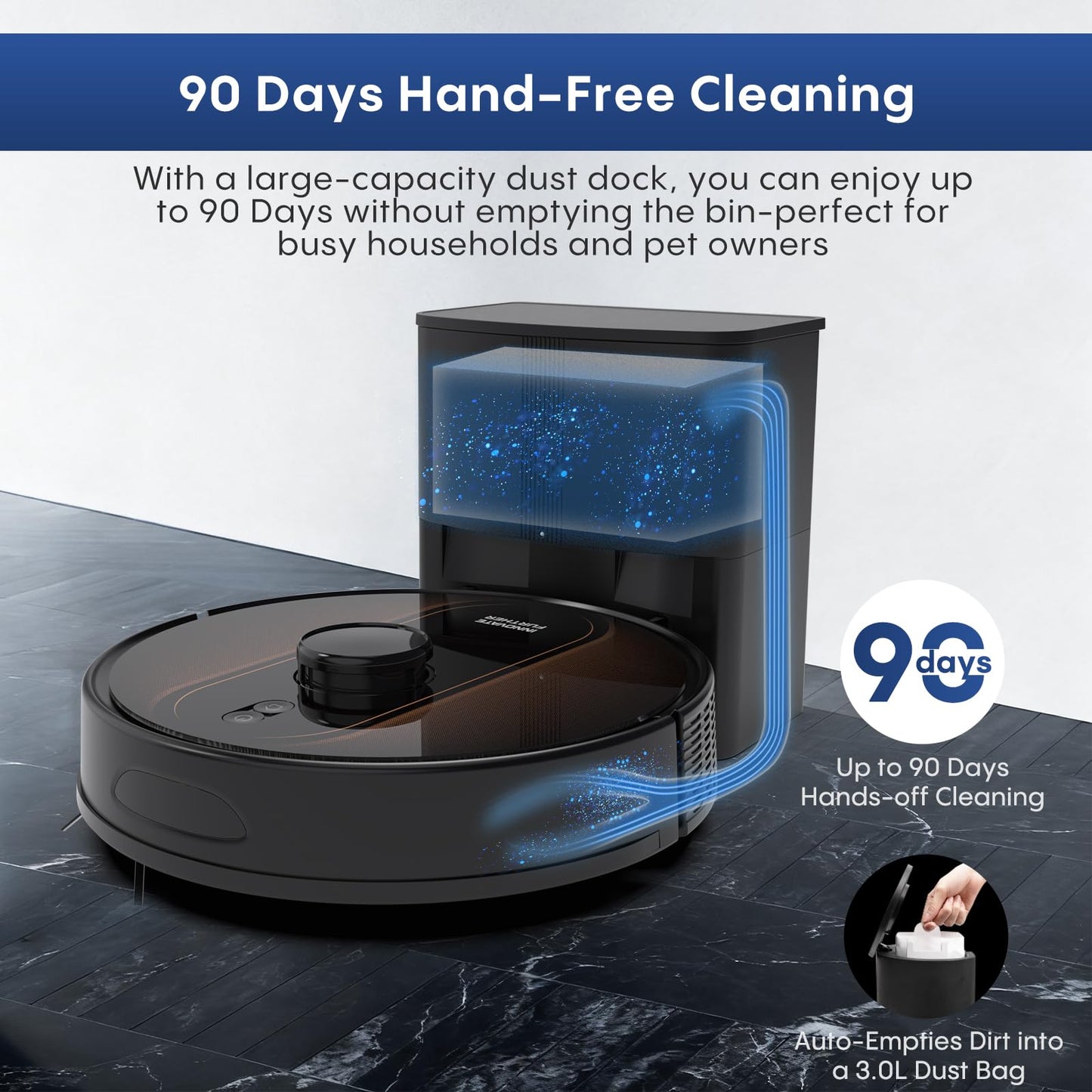 Robot Vacuum and Mop with Mapping: 6000Pa Self Emptying Robotic Vacuum with LIDAR Navigation,3-in-1 Robot Vacuum for 90 Days Hands-Free Cleaning, Alexa/APP Control Ideal for Pet Hair Hard Floor Carpet