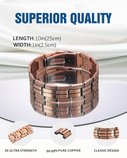 Jecanori 3X Copper Bracelet for Men, Mens Magnetic Copper Bracelets with Premium Fold-Over Clasp Included Adjustable Tool