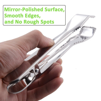 HINMAY Ice Tongs for Ice Bucket 6-3/4 Inch - Set of 2 - Premium 18/8 Stainless Steel Ice Tongs with Teeth for Ice Sugar Cubes Tea Party Coffee Bar Food Serving