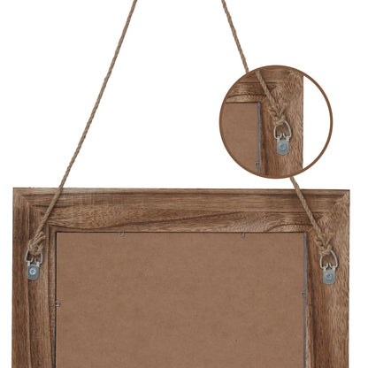 QDSSDECO 16"×20" Wall Mirror with Shelf Farmhouse Decor Rectangular Mirror Hanging for Bathroom, Vanity, Bedroom, Entryway, Living Room,Brown with Hemp Rope