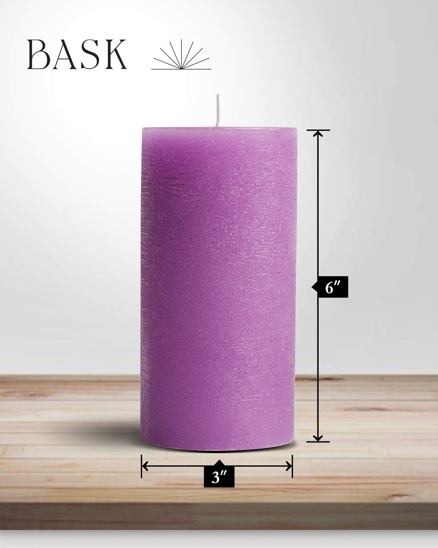 Mottled Pillar Candles by Bask - Set of 6-3" x 6" Dripless Unscented Candles in Purple for Home Decor, Relaxation & All Occasions