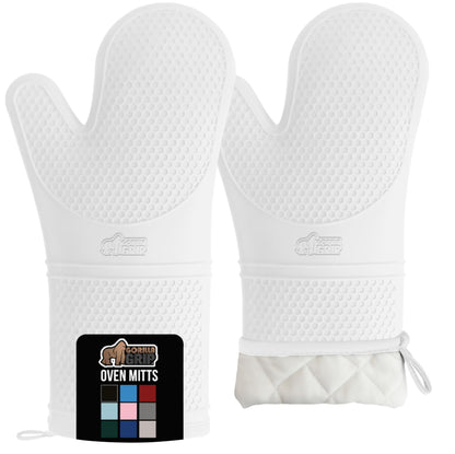 GORILLA GRIP BPA-Free Soft Silicone Oven Mitts and Pot Holders Sets, Heat Resistant Waterproof Cooking Gloves, Thick Cotton Lining, Flexible Gripping for Baking Grilling, Kitchen Trivets, Turquoise
