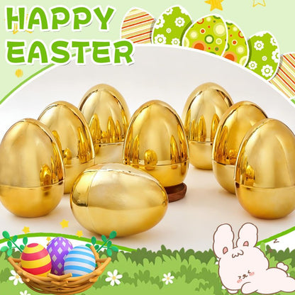 Digwry 50 Pcs Golden Easter Eggs Plastic, 2.3" Fillable Shiny Gold Metallic Plastic Easter Eggs Empty for Easter Hunt,Party Favor,Basket Stuffers Fillers,Classroom Prize