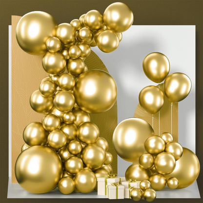 PartyWoo Gold Balloons 120pcs Different Sizes of 18 12 10 5 Inch Gold Balloon Arch Kit Garland for Birthday Wedding Anniversary Baby Shower Graduation Retirement Casino Party Decorations Gold-G101