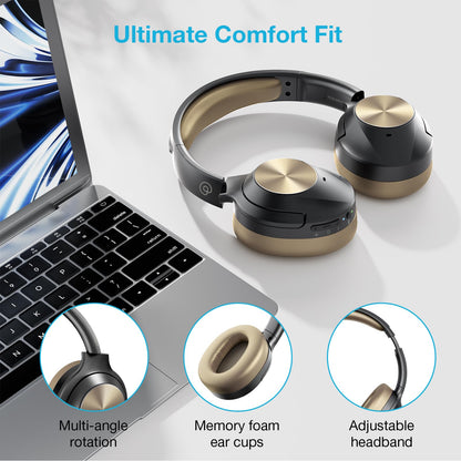 Upgrade Pro‑level Hybrid Active Noise Cancelling Headphones with HD Sound, Wireless Bluetooth Headphones Over The Ear Unequaled Comfort, Vivid Deep Bass, for Home Office Travel Birthday Gift Pcs