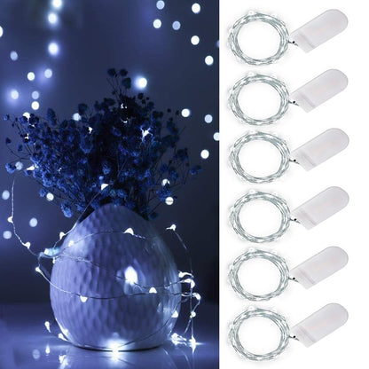 Ostwiki Cool White Fairy Lights Battery Operated String Lights 6 Pack Mini Lights, 20 LED 7ft Twinkle Firefly Starry Lights for DIY Craft Mason Jar Bedroom Wedding Party Table Christmas Decoration
