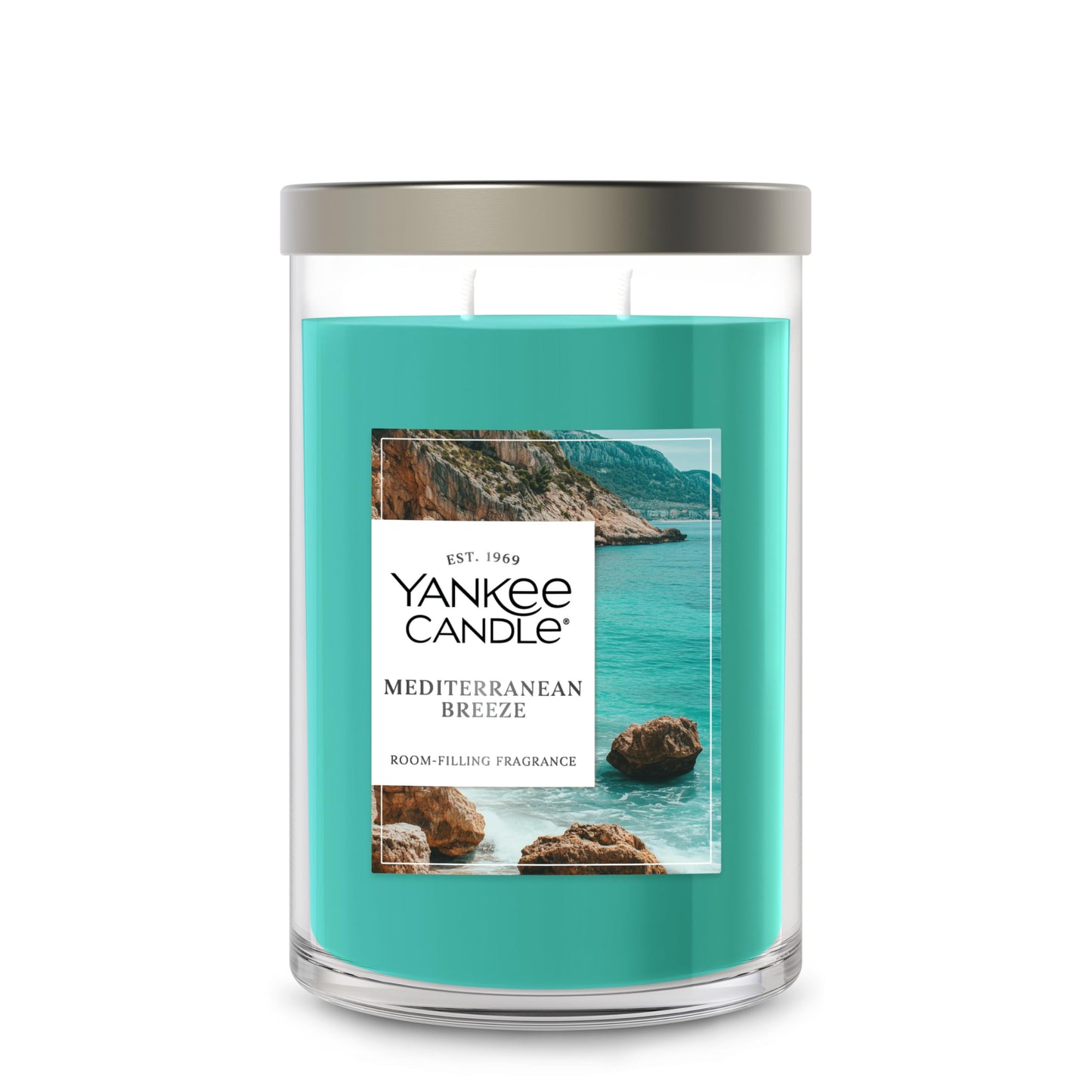 Yankee Candle Large Tumbler Scented Candle with up to 80 Hour Burn Time, Premium Plant Wax Blend for Consistent Burn, 20 oz Tumbler Candle with Room Filling Fragrance, Mediterranean Breeze